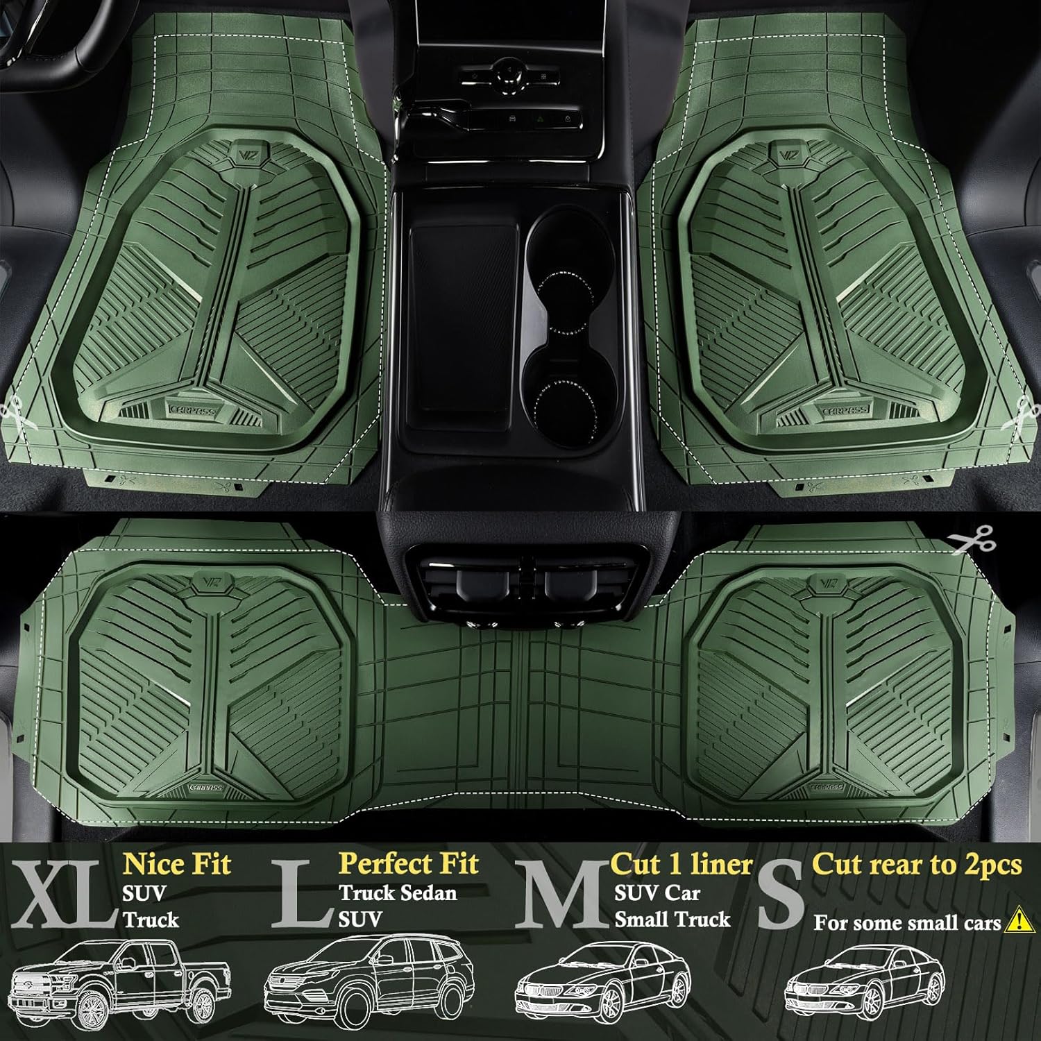 Thumbnail 1 de CAR PASS V12 Olive Green Trimmable Car Mats
