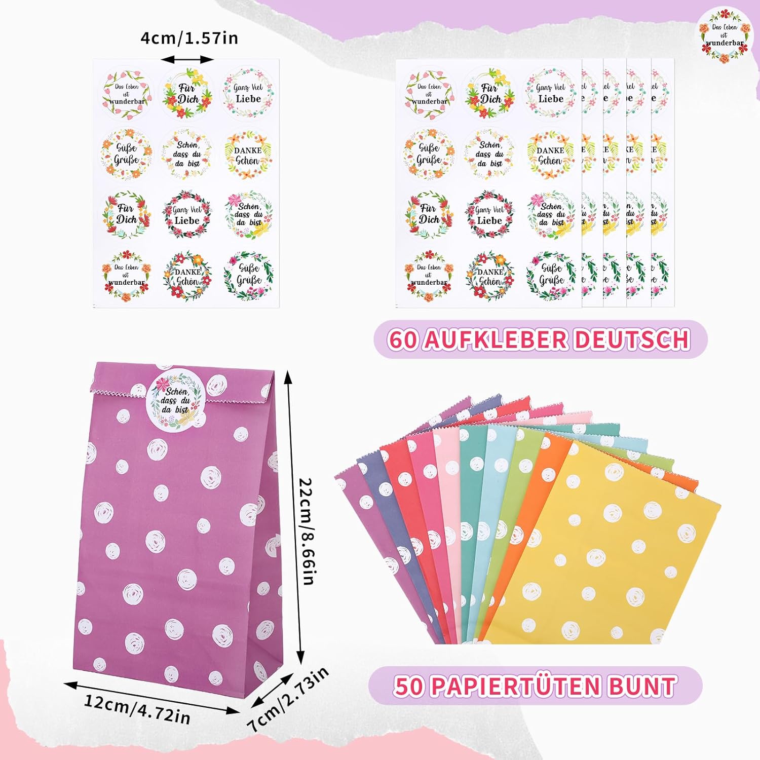 Thumbnail 2 de woric 50 Papiertüten 22x12x7 cm 🎁