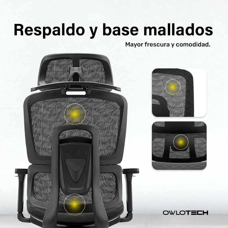 Detalle 2 de Owlotech Regal Silla Escritorio Ergonómica