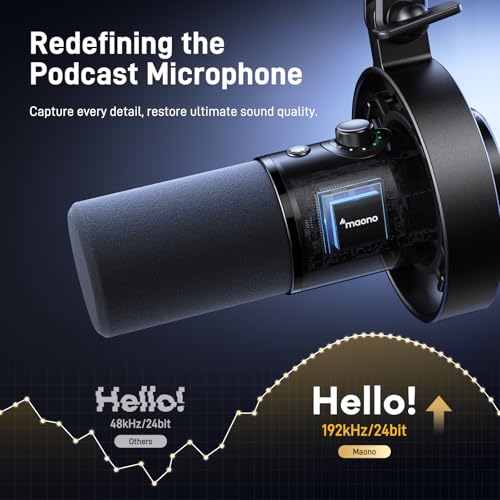 Detalle de MAONO PD300X Micrófono para Podcast y Estudio 🎙