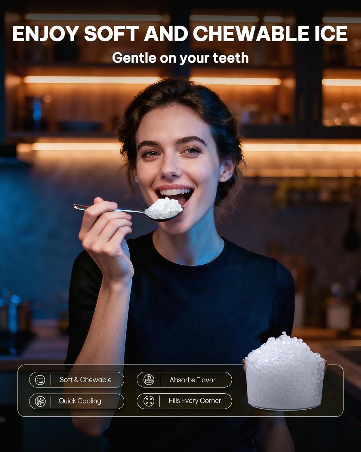 Detalle de Silonn Nugget Ice Maker Countertop, 44 lb/24h Pebble Ice Machine