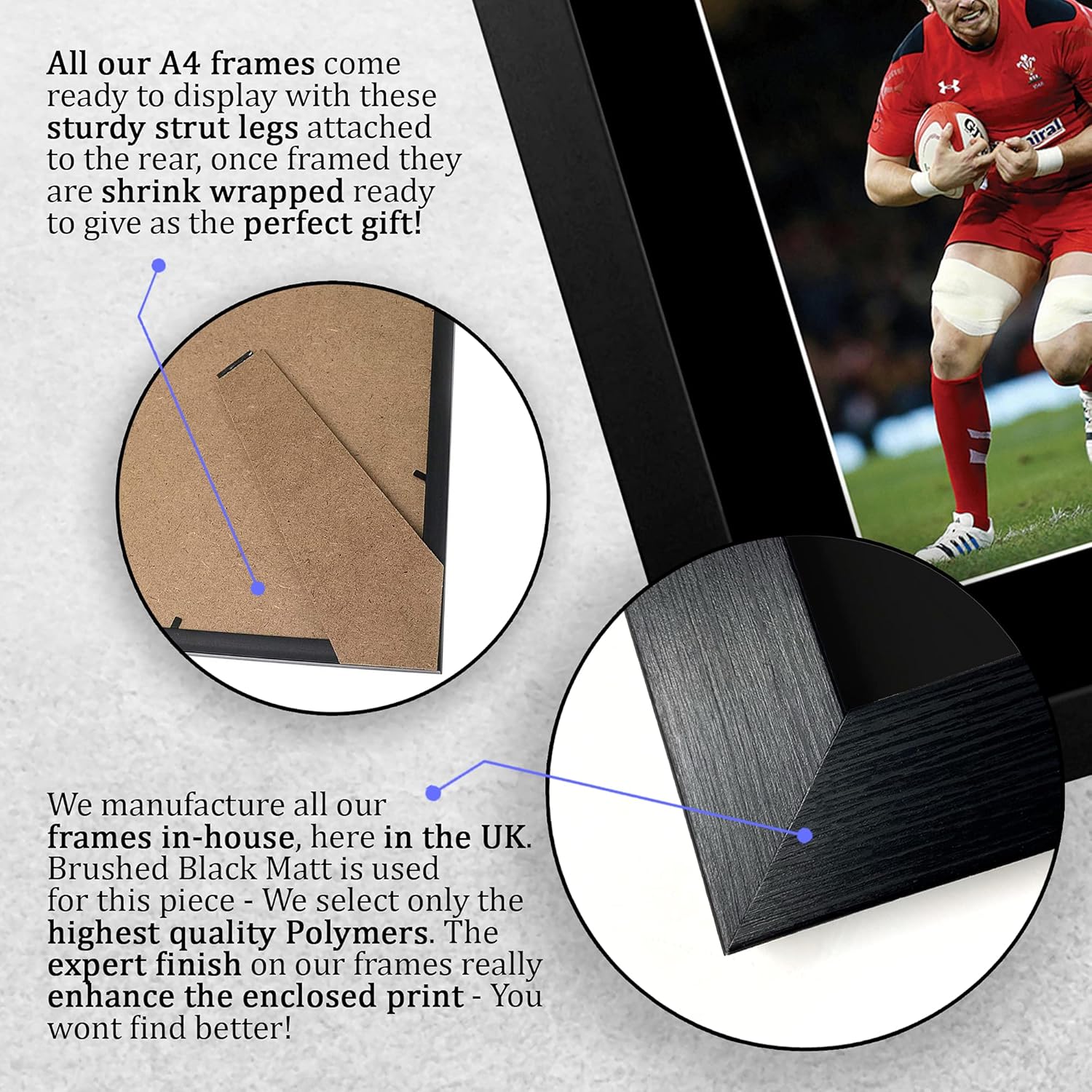 Thumbnail 4 de HWC Trading FR A4 Alun Wyn Jones Wales framed signed autograph picture (A4)