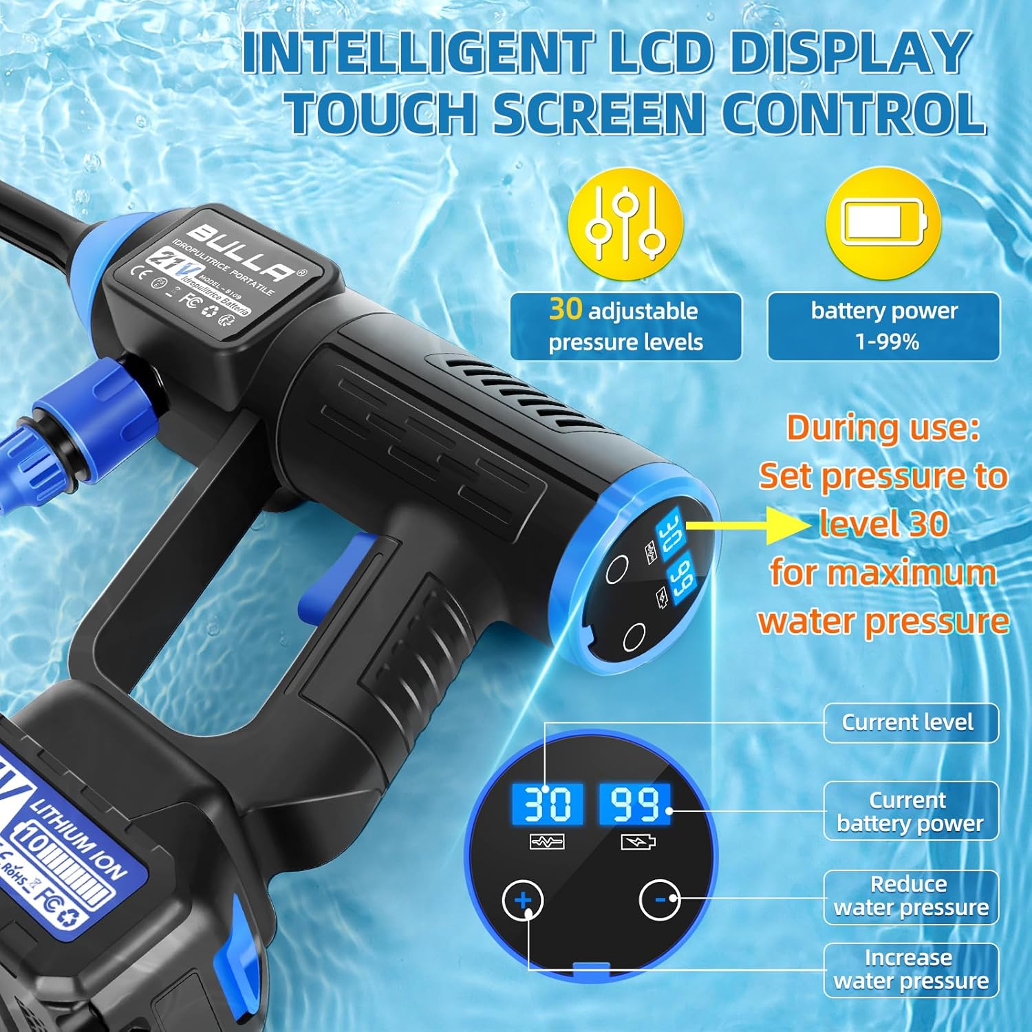 Detalle de Cordless Pressure Washer 6-in-1, 5m Hose
