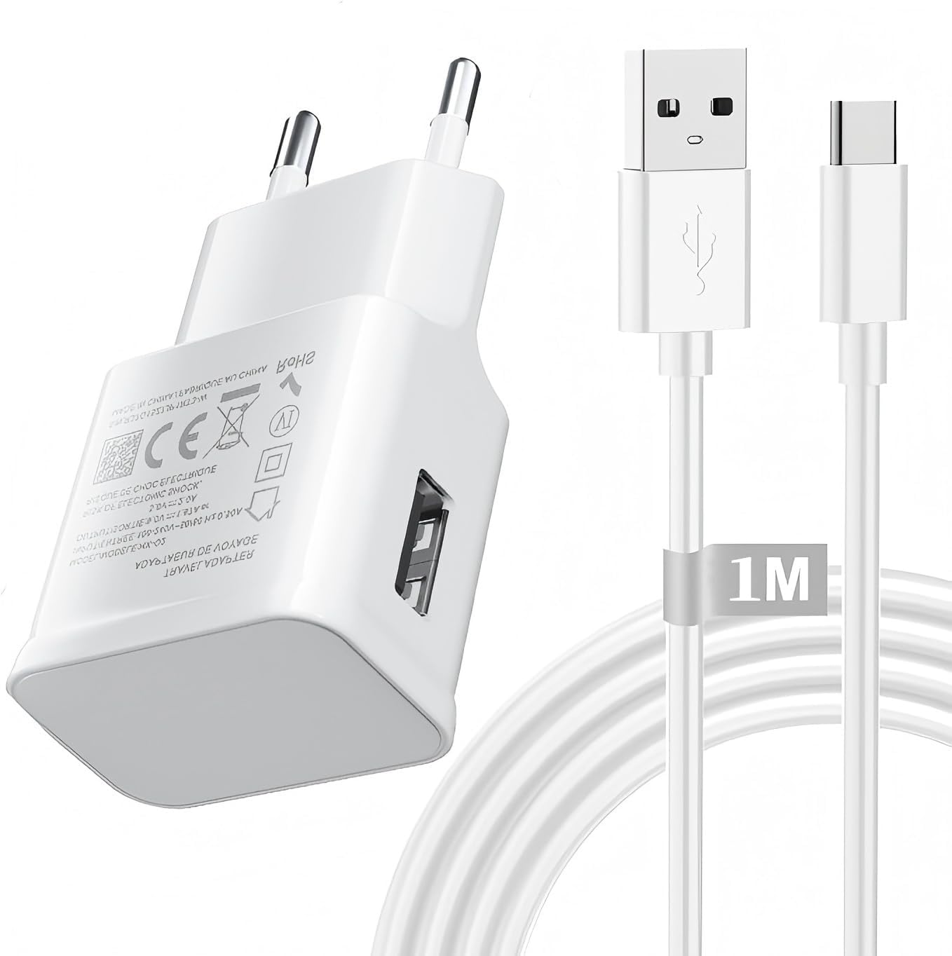 Detalle de Caricabatterie rapido USB 18W con cavo da 1 m per Xiaomi Redmi e Galaxy: ricarica sicura e comoda