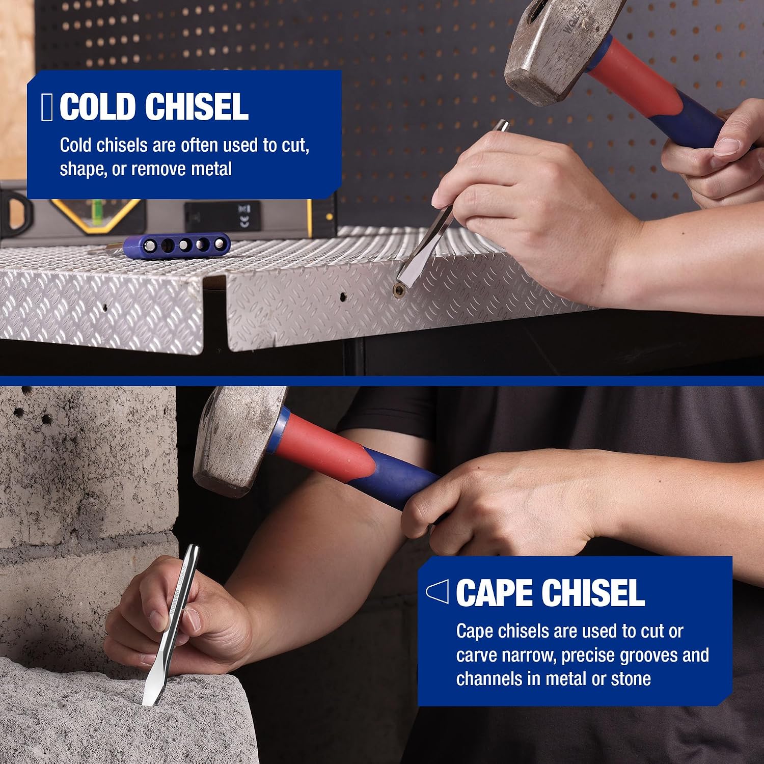 Detalle de WORKPRO Punch and Chisel Set in Cr-V Steel