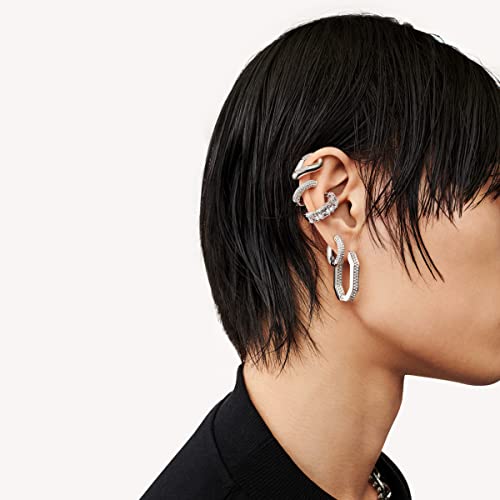 Detalle de Swarovski Orecchini a cerchio Dextera, Piccoli, Bianchi, Placcato rodio – un tocco moderno alla tua eleganza