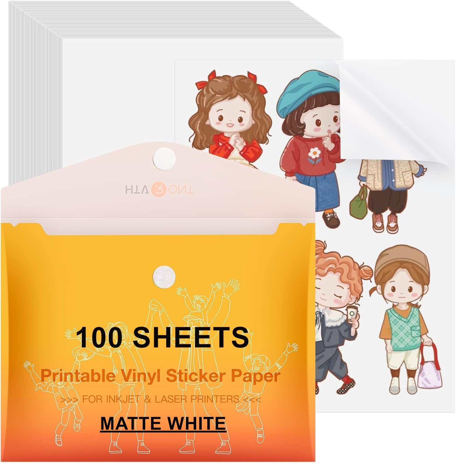 Detalle de HTVRONT Printable Vinyl Sticker Paper, 8.5" x 11", 100 Sheets, Matte White