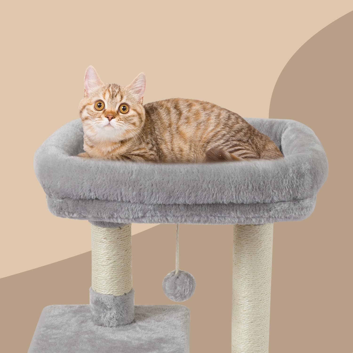 Thumbnail 4 de FISH&NAP Cute Cat Tree Kitten Tower with Sisal Scratching Posts and Jump Platform (Indoor Cat Condo, Grey)