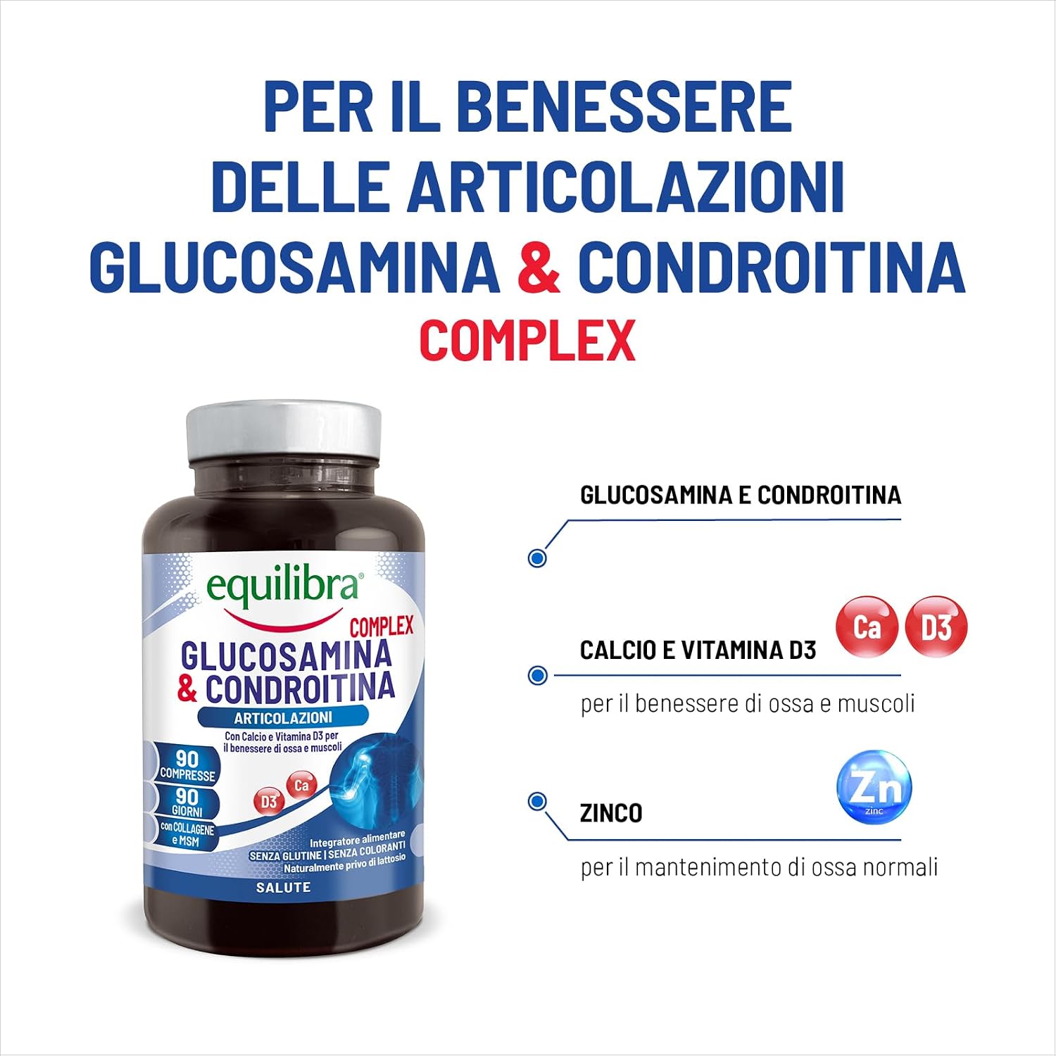 Detalle 2 de Equilibra Glucosamina & Condroitina Complex 90 compresse đź’Š