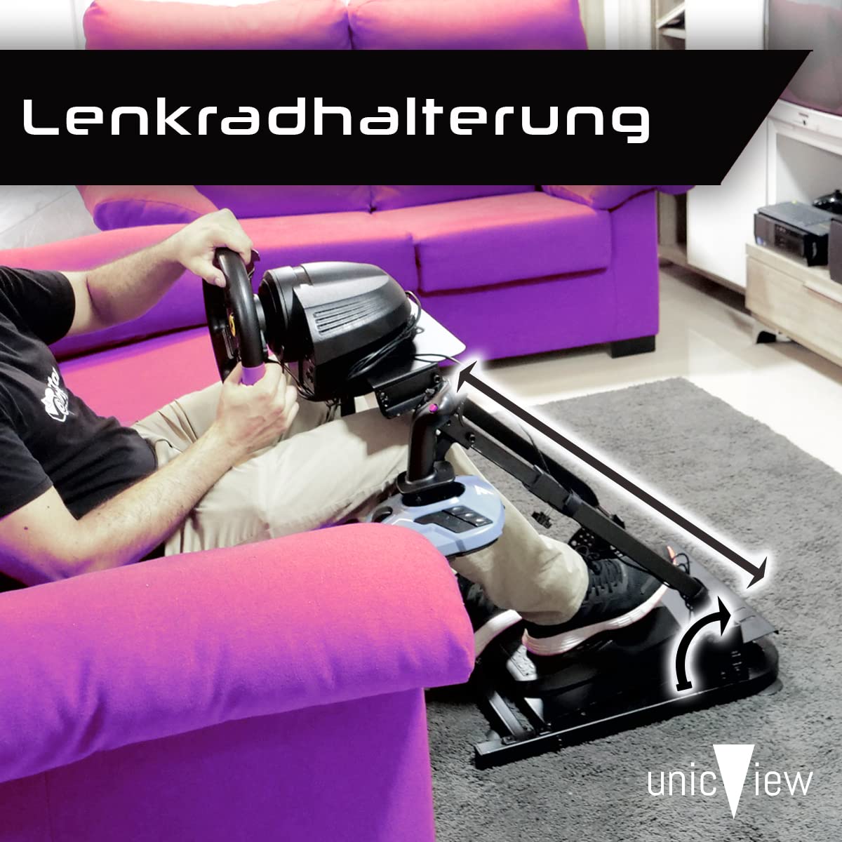 Detalle de Lenkradständer für G29/G920/G923 – inkl. Schalthebelhalterung, verstellbar und faltbar