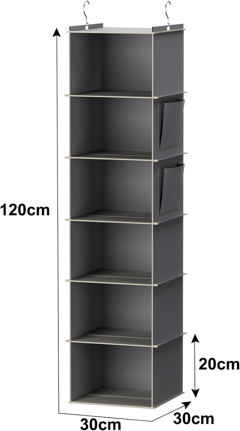 Detalle de YOUDENOVA organizer da appendere per armadio con 6 scomparti (6 mensole) e chiusura in velcro