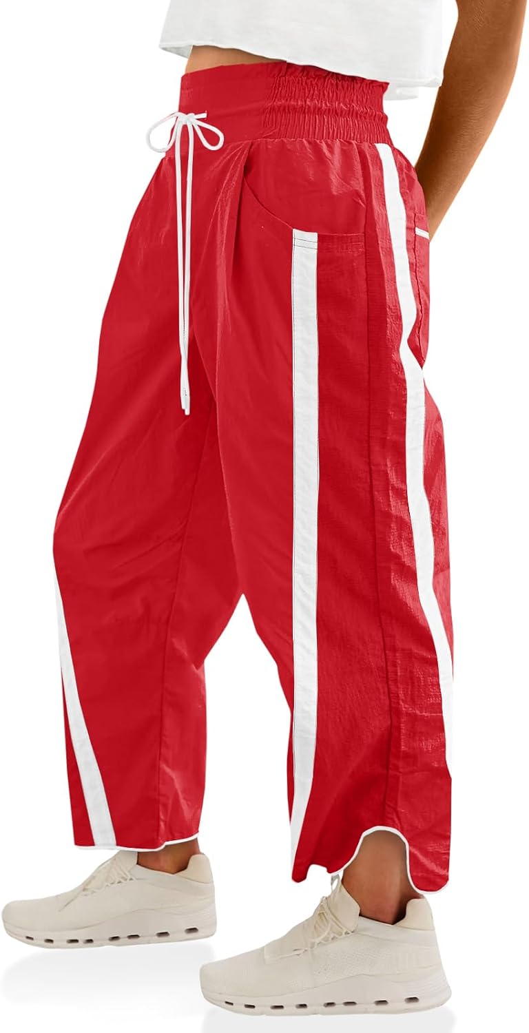 Thumbnail 6 de Fisoew Women's Baggy Wide Leg Pants - Casual Drawstring, 7/8 Length, Polyamide Track Pants