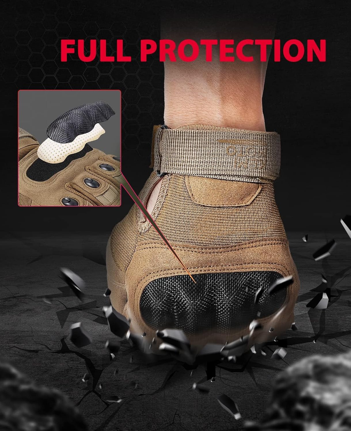 Detalle de KEMIMOTO Taktische Handschuhe mit Kohlefaser-Knöchelprotektor & Touchscreen