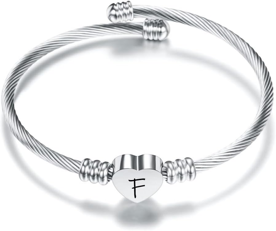 Detalle 2 de Pulsera Suonie Plata Amor Corazón con letra A