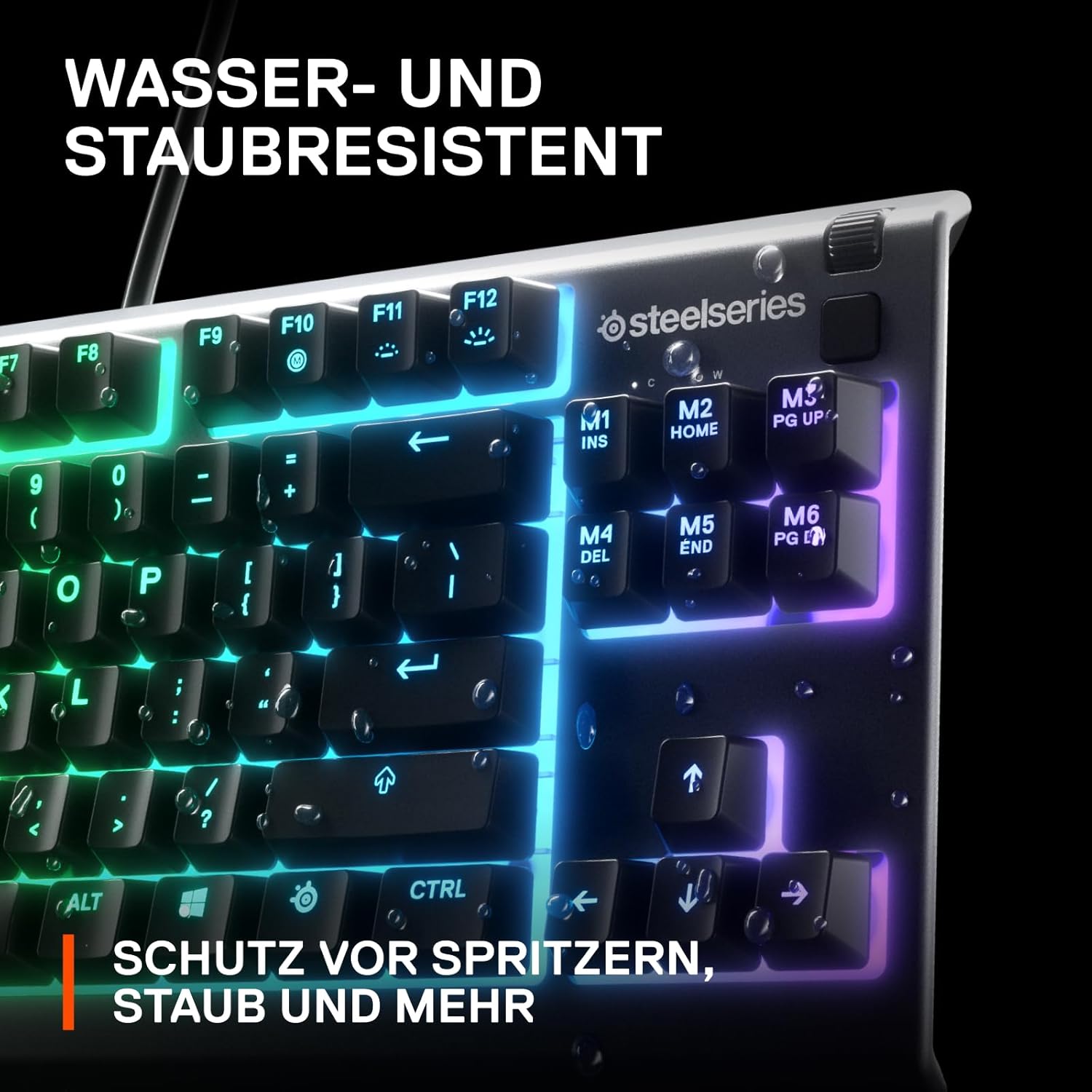 Thumbnail 4 de SteelSeries Apex 3 TKL Gaming-Tastatur mit RGB, flüsterleisen Switches, wasser- und staubresistentem Gehäuse (QWERTZ, DE-Layout) – Schwarz