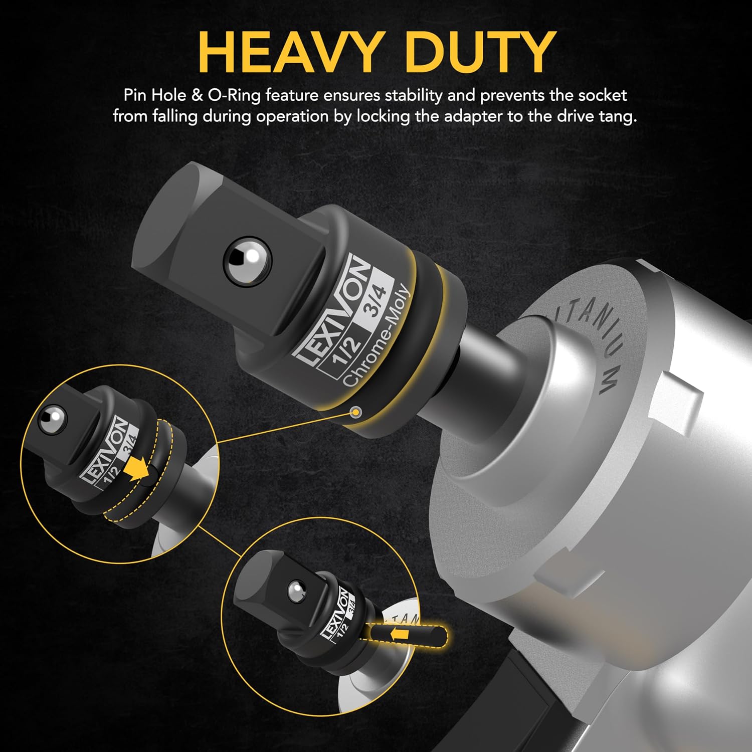 Detalle de LEXIVON LX-401 adattatore riduttore per bussola ad impatto (da 3/4" a 1/2")