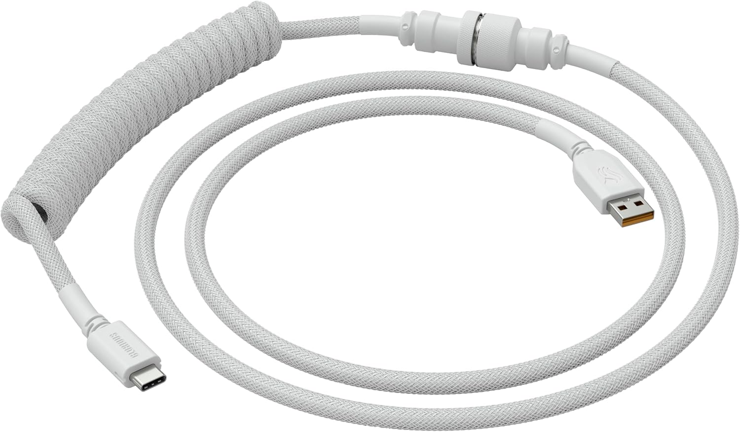Detalle de GLORIOUS Gaming Premium Coiled Keyboard Cable – USB-C auf USB-A (5-poliger Aviator) Ghost White