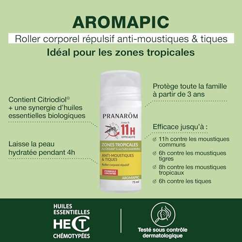 Detalle de Pranarôm Aromapic Roller Anti-Moustiques et Tiques Zones Tropicales – 75 ml