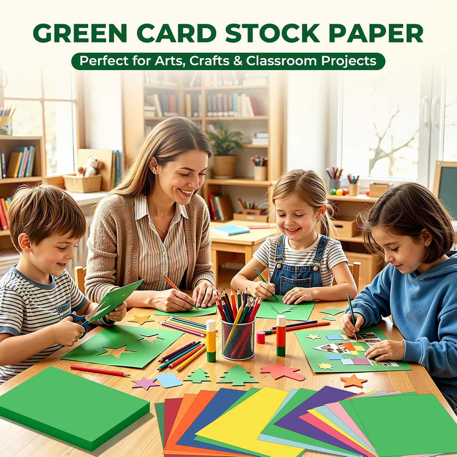 Detalle de Vishoitty Green Cardstock, 8.5 x 11, 75 lb, 40 Sheets