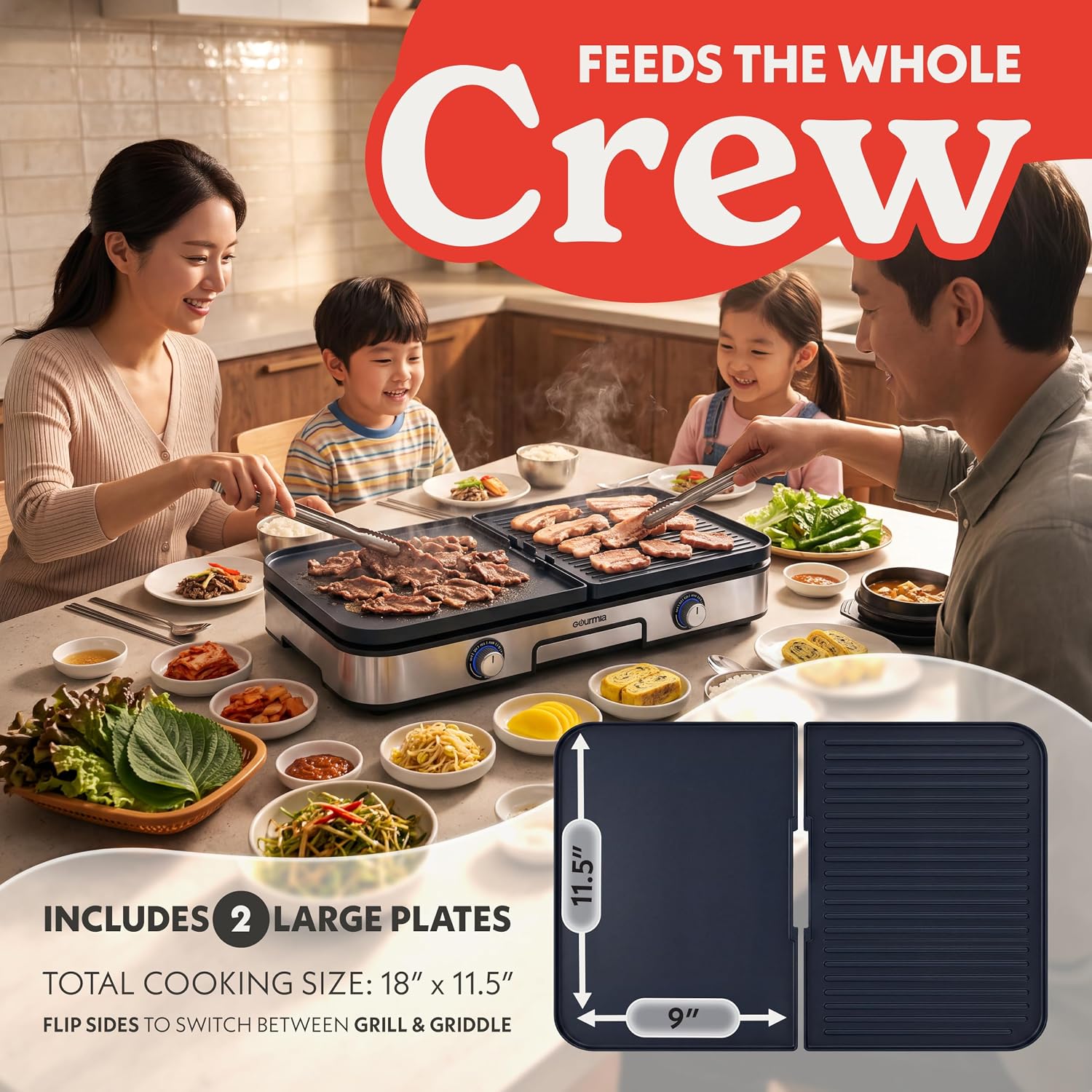 Thumbnail 6 de Gourmia 3-in-1 Indoor Grill 28x11.5 in