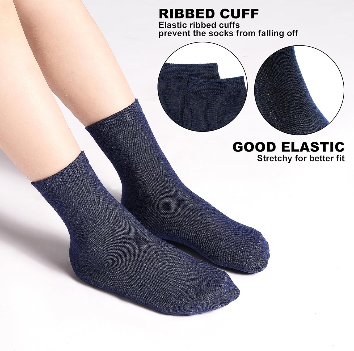 Detalle de Toddler Kid Boys Socks, 20 Pairs: Soft, Breathable Cosy School Socks for Ages 0–13