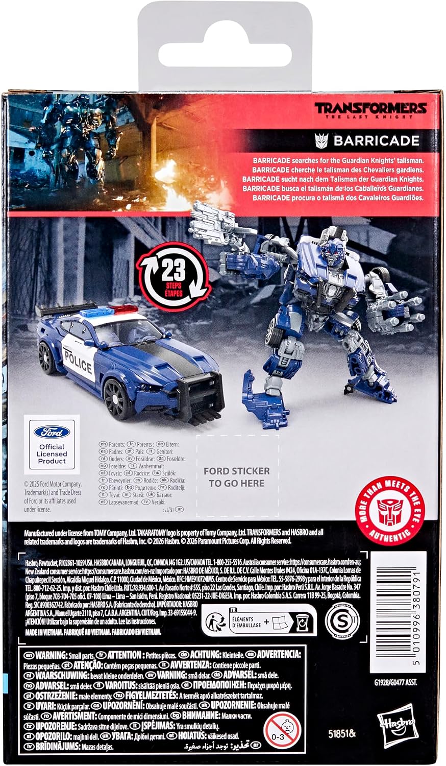 Detalle 1 de Transformers スタジオシリーズ バリケード『最後の騎士』4.5インチ変形アクションフィギュア
