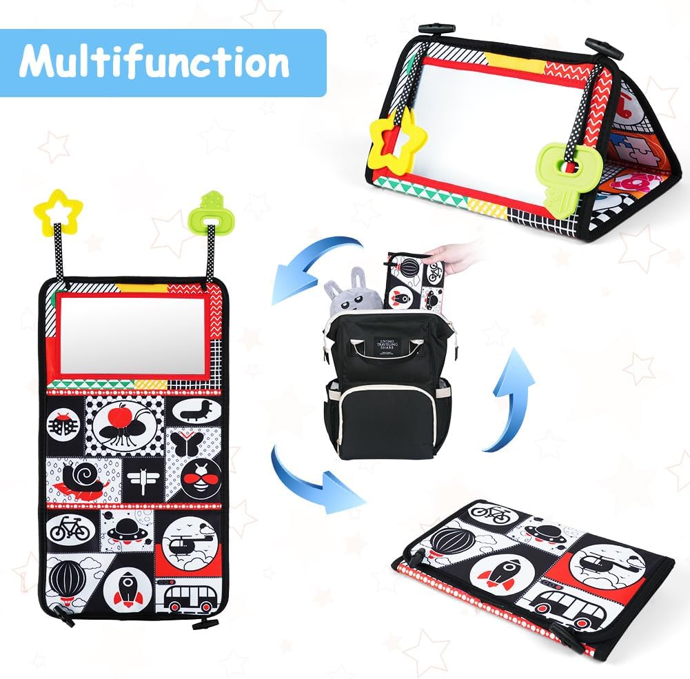 Thumbnail 4 de Aolso Giochi Montessori Libro di Stoffa con Specchio per Neonato 0-12 Mesi (tummy time e stimoli visivi)