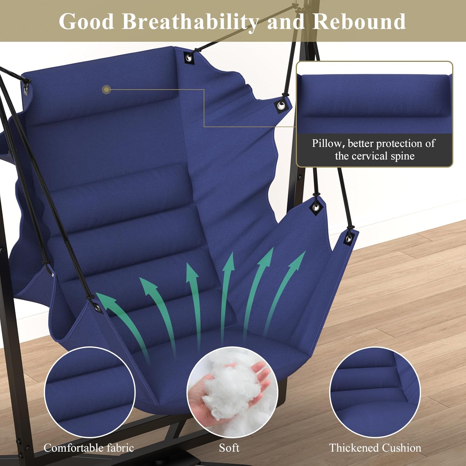 Thumbnail 2 de 360° Swivel Hammock Chair 180kg