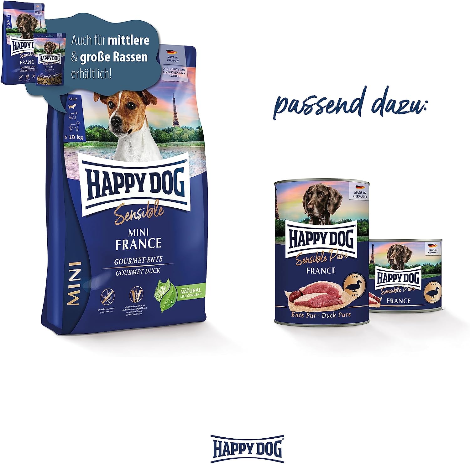 Detalle de Happy Dog Sensible Mini France 800 g