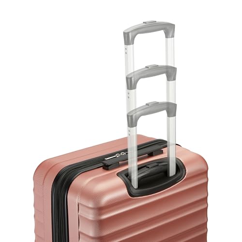 Detalle de Amazon Basics Hard Shell Small Suitcase (Rose Gold) – Expandable ABS Carry-On with 4 Double Spinner Wheels
