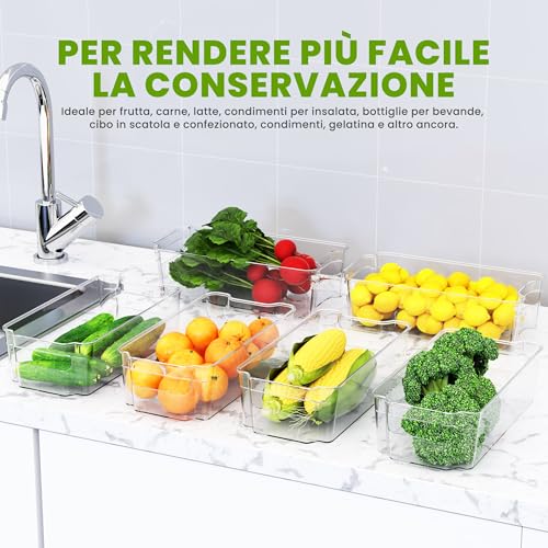 Detalle 2 de KICHLY Cestini Organizzatori trasparenti per dispensa – Set da 6 contenitori impilabili, senza BPA