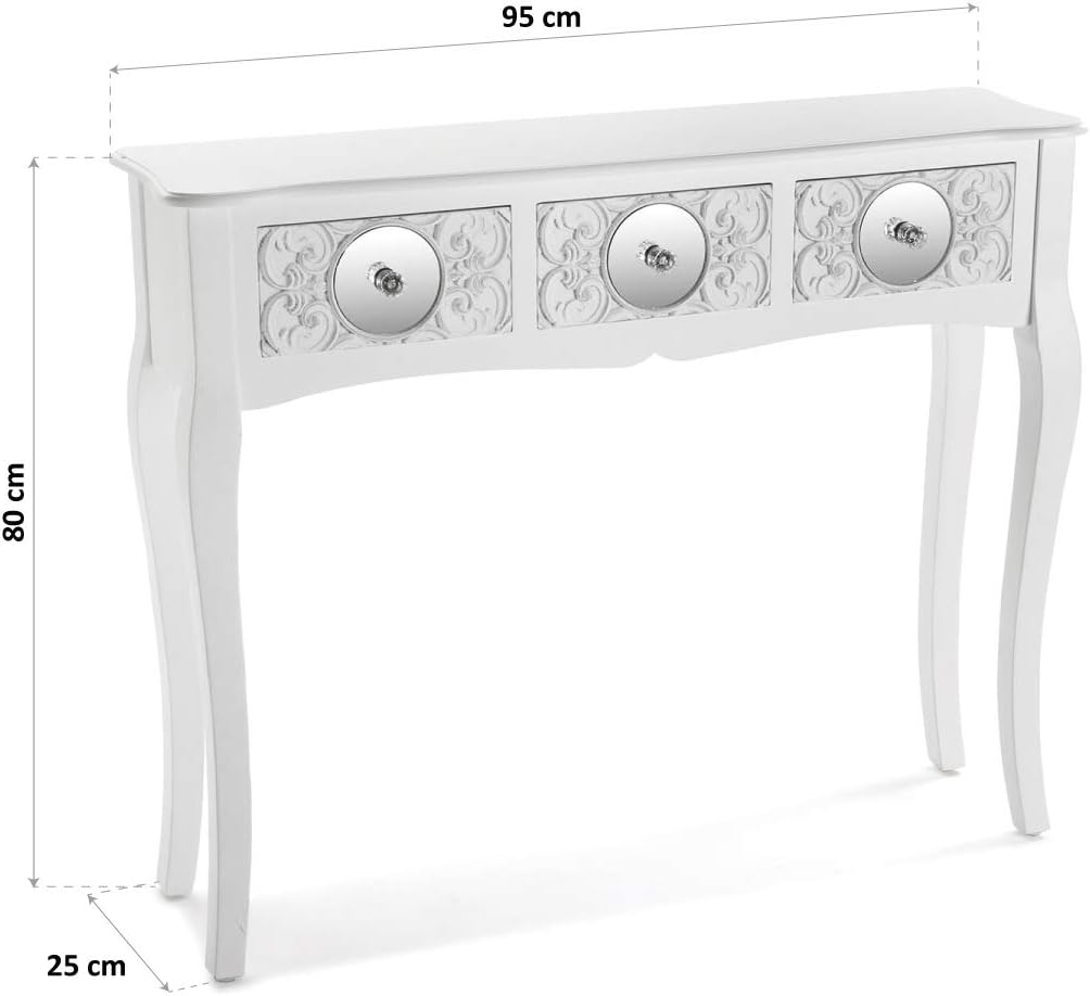 Detalle 1 de Versa Indra Mesa Consola Blanco para Entrada con 3 Cajones 🛋