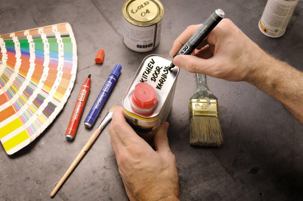 Detalle 2 de Pentel N50 permanent märkpenna med svart bläck, konisk spets och metallhylsa, 3-pack