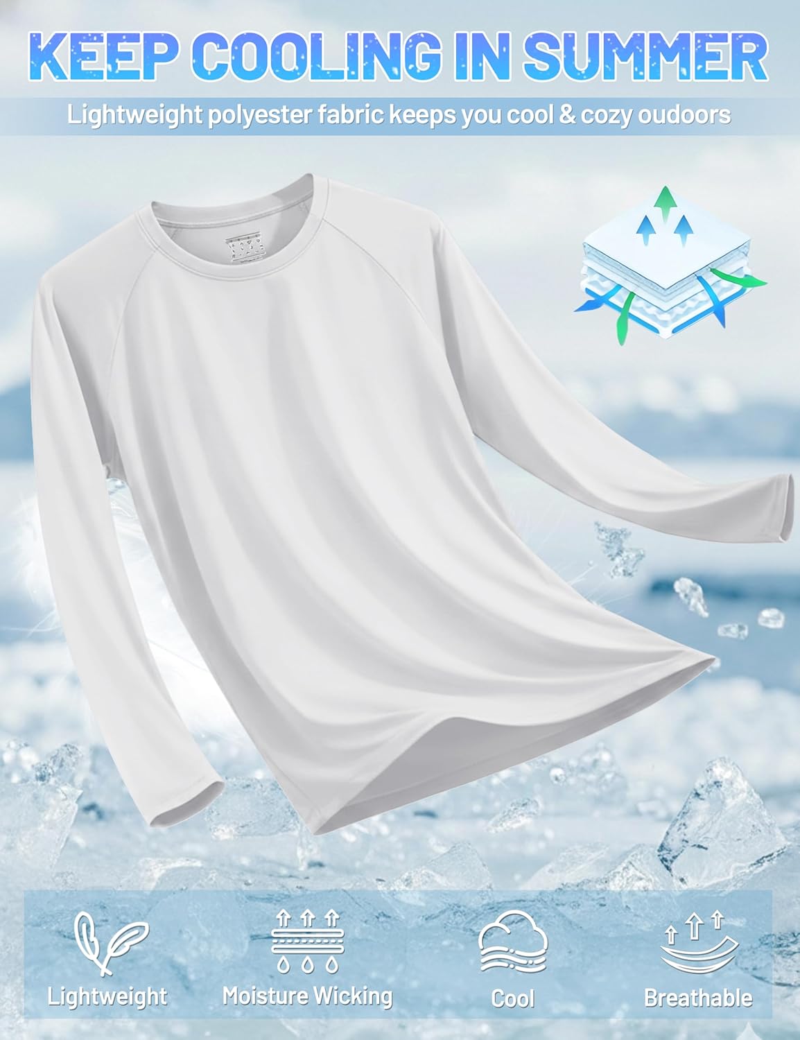 Thumbnail 4 de TACVASEN Men’s UPF 50+ Long Sleeve T-Shirt for Outdoor Hiking & Walking