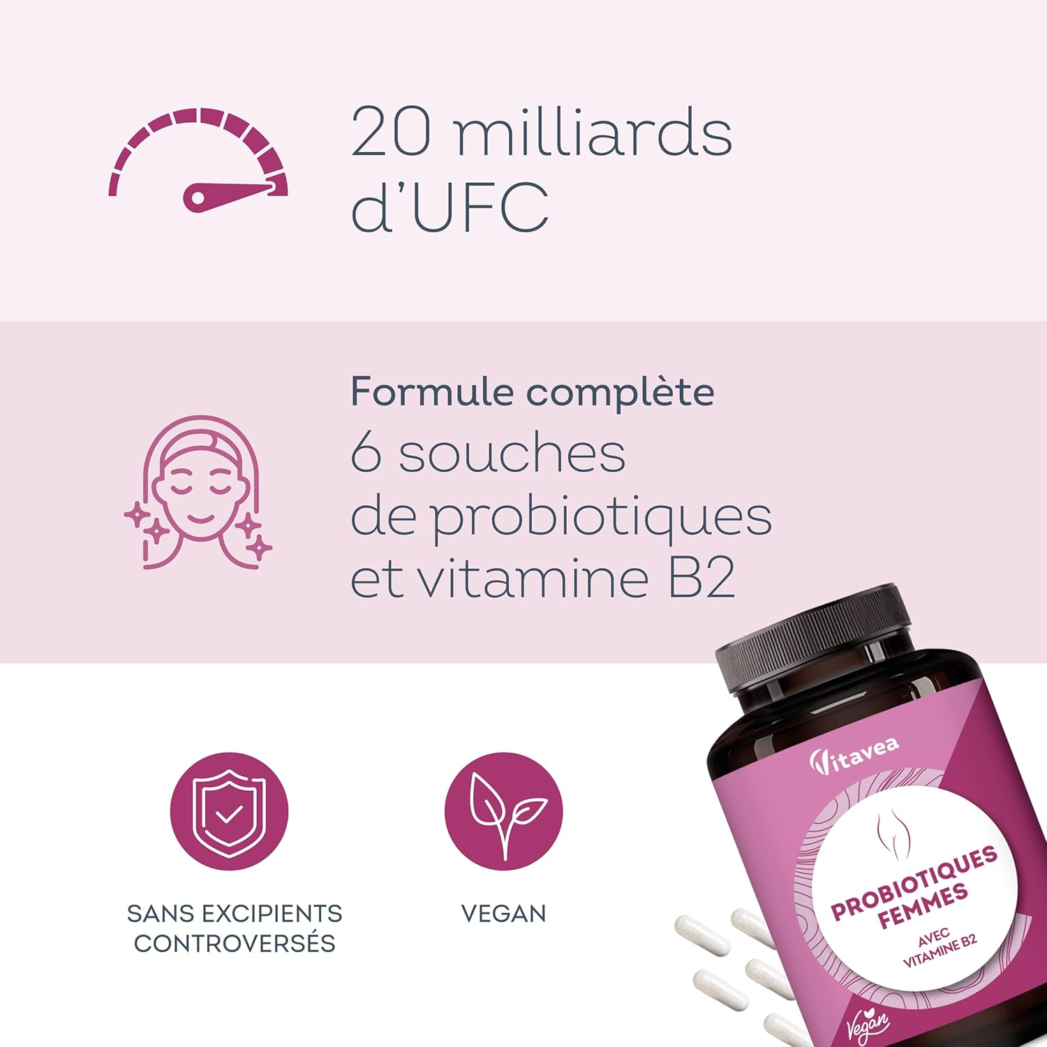 Thumbnail 1 de Probiotiques Flore Intime – 20 milliards UFC, 6 souches dont Lactobacillus gasseri & crispatus, vitamine B2 – 60 gélules (1 mois)