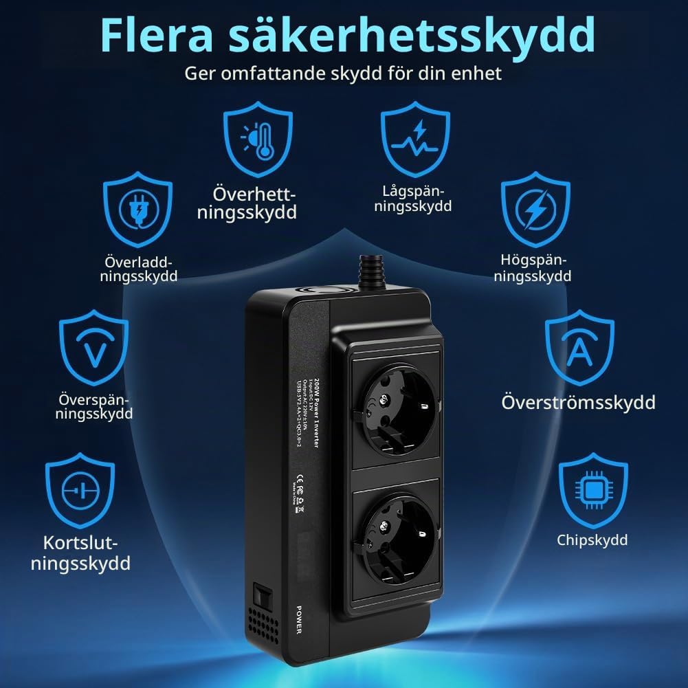 Detalle 2 de URAQT U4-CZNBQOG250922-FBA spänningsomvandlare 12 V till 230 V, 200 W