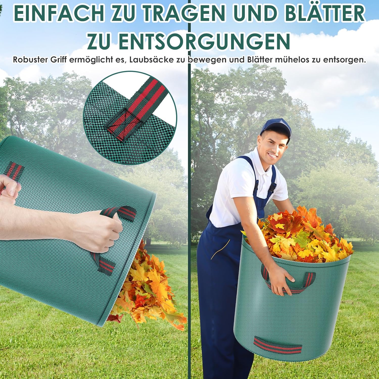Thumbnail 2 de Pfloge® 2X 500L Gartenabfallsack – robuster, selbststehender Laubsack mit 4 Griffen