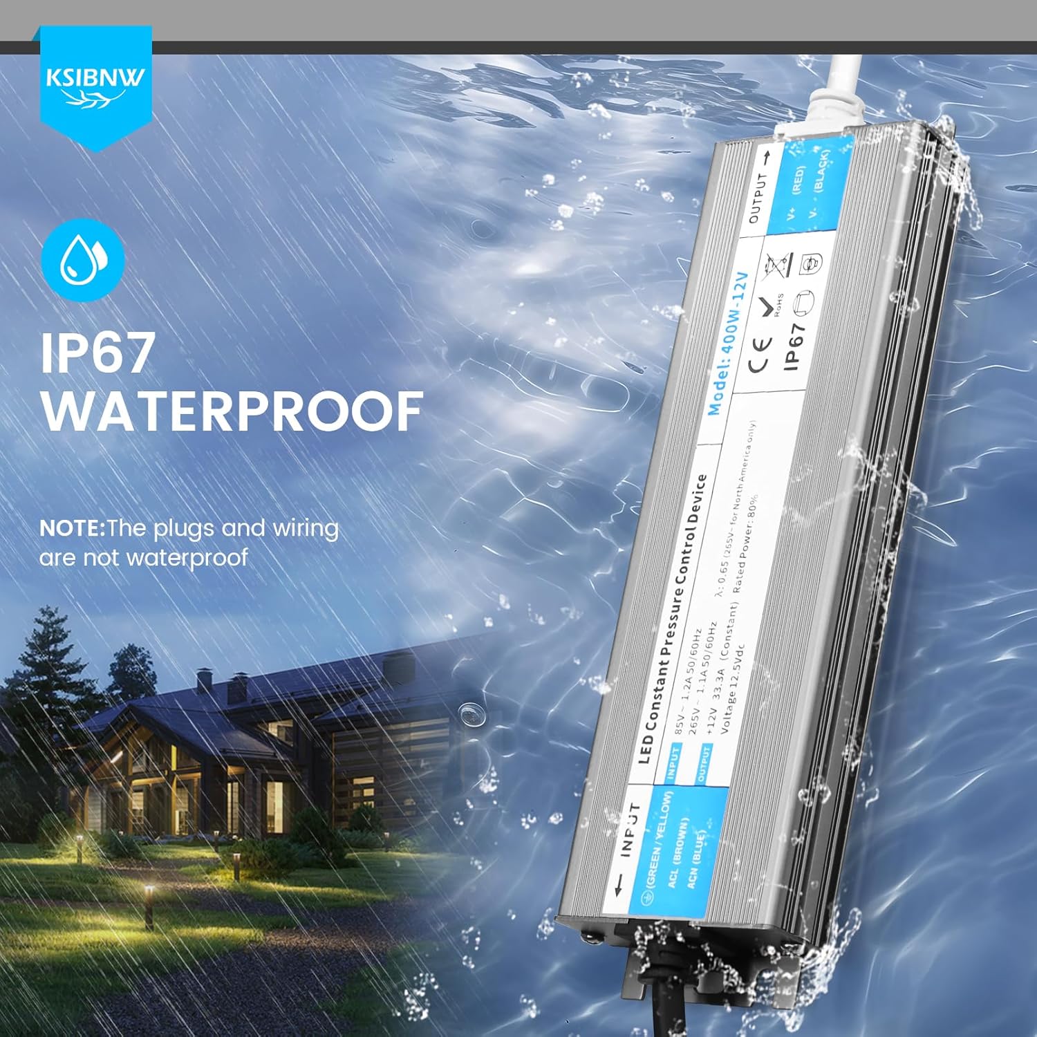 Thumbnail 1 de KSIBNW Trasformatore LED 12V 100W – Alimentatore Impermeabile IP67 (AC 220V to DC 12V 8,3A)