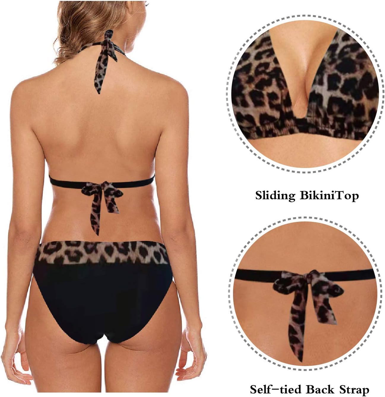 Detalle de Aidotop Damen Bikini Set Triangel Badeanzug – Zweiteiliger, verstellbares Neckholder-Top mit Bindebändern