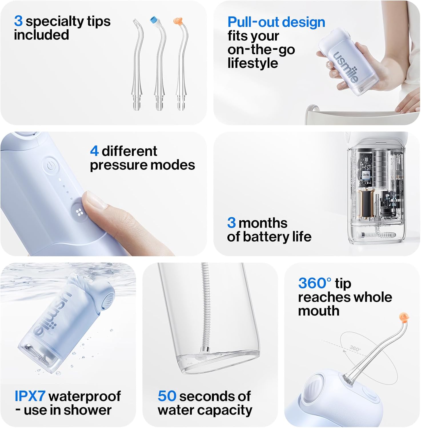 Thumbnail 6 de usmile C10 Portable Water Flosser 180ml