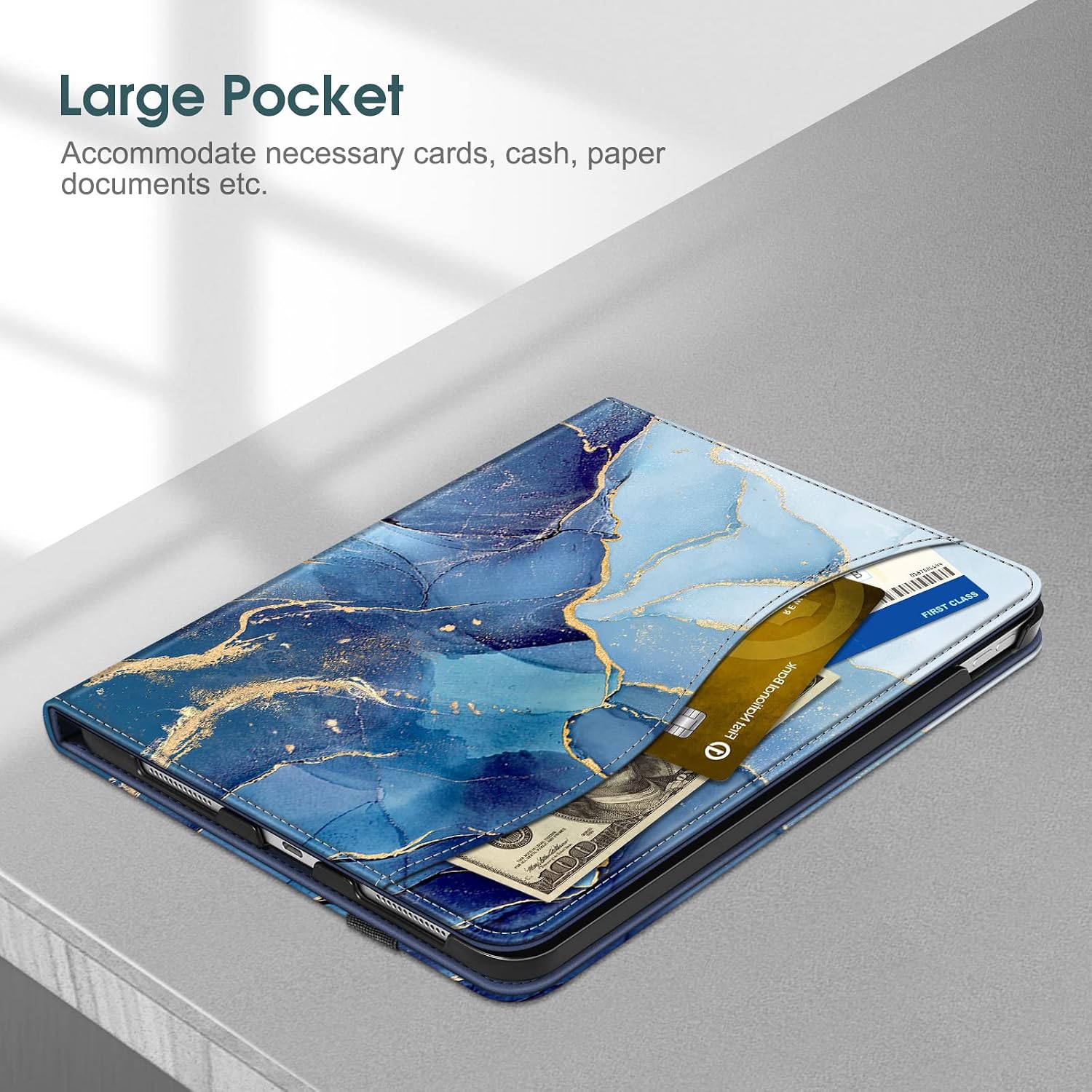 Detalle 1 de FINTIE Case for iPad (A16) 11th Generation (2025) & iPad 10th Gen (2022) 10.9in – Ocean Marble, stand cover