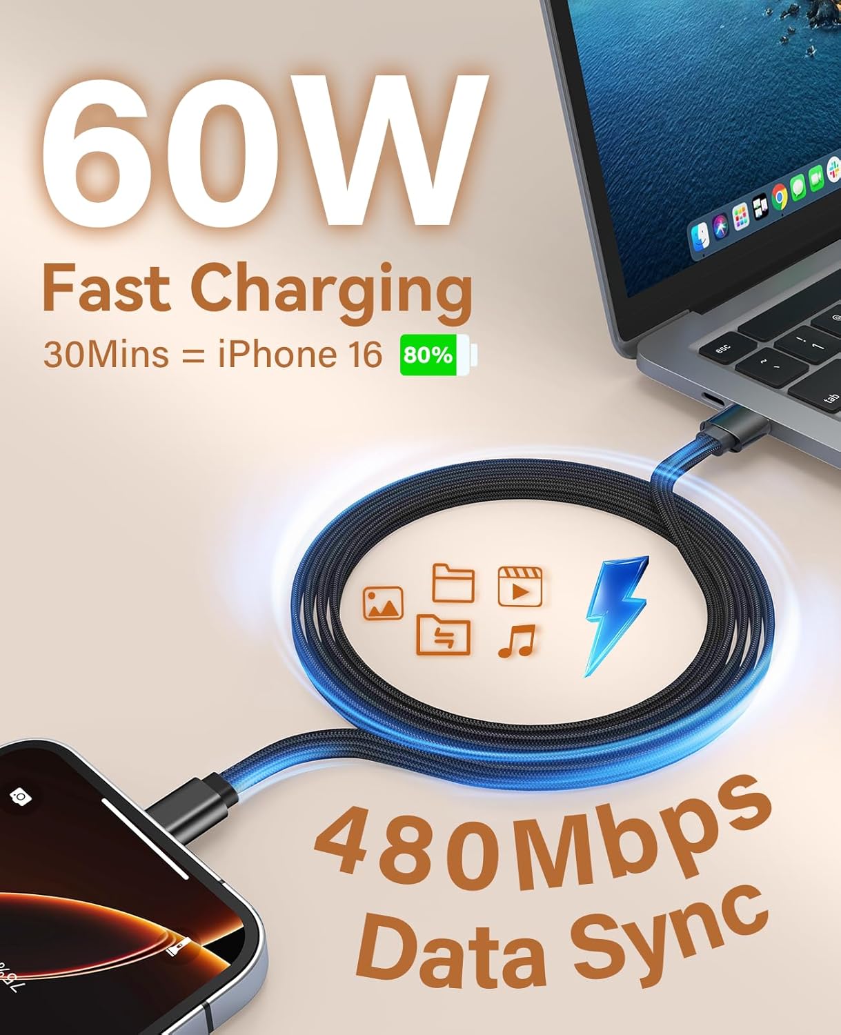 Thumbnail 2 de Magtame Magnetisches USB C zu USB C Kabel 60W 1m