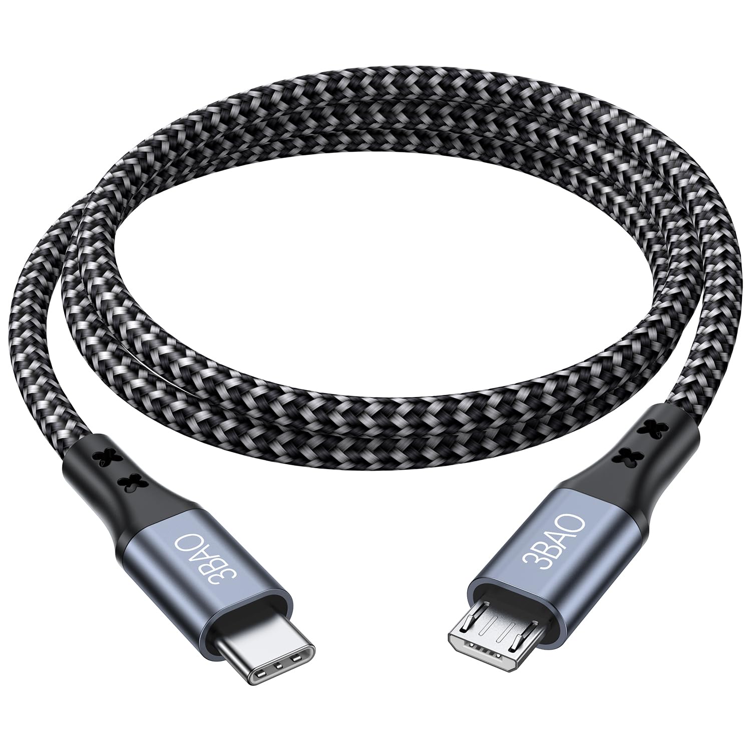Detalle de 3BAO USB C auf Micro USB Kabel 4M – Nylon Geflochtenes Kabel mit USB-C zu Micro USB