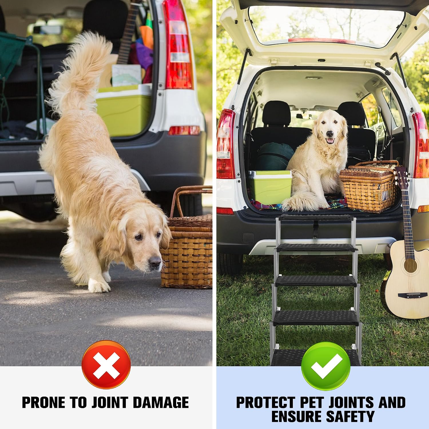 Detalle de Niubya Foldable Dog Steps & Pet Stairs (5 Steps) for Cars, SUVs, Trucks