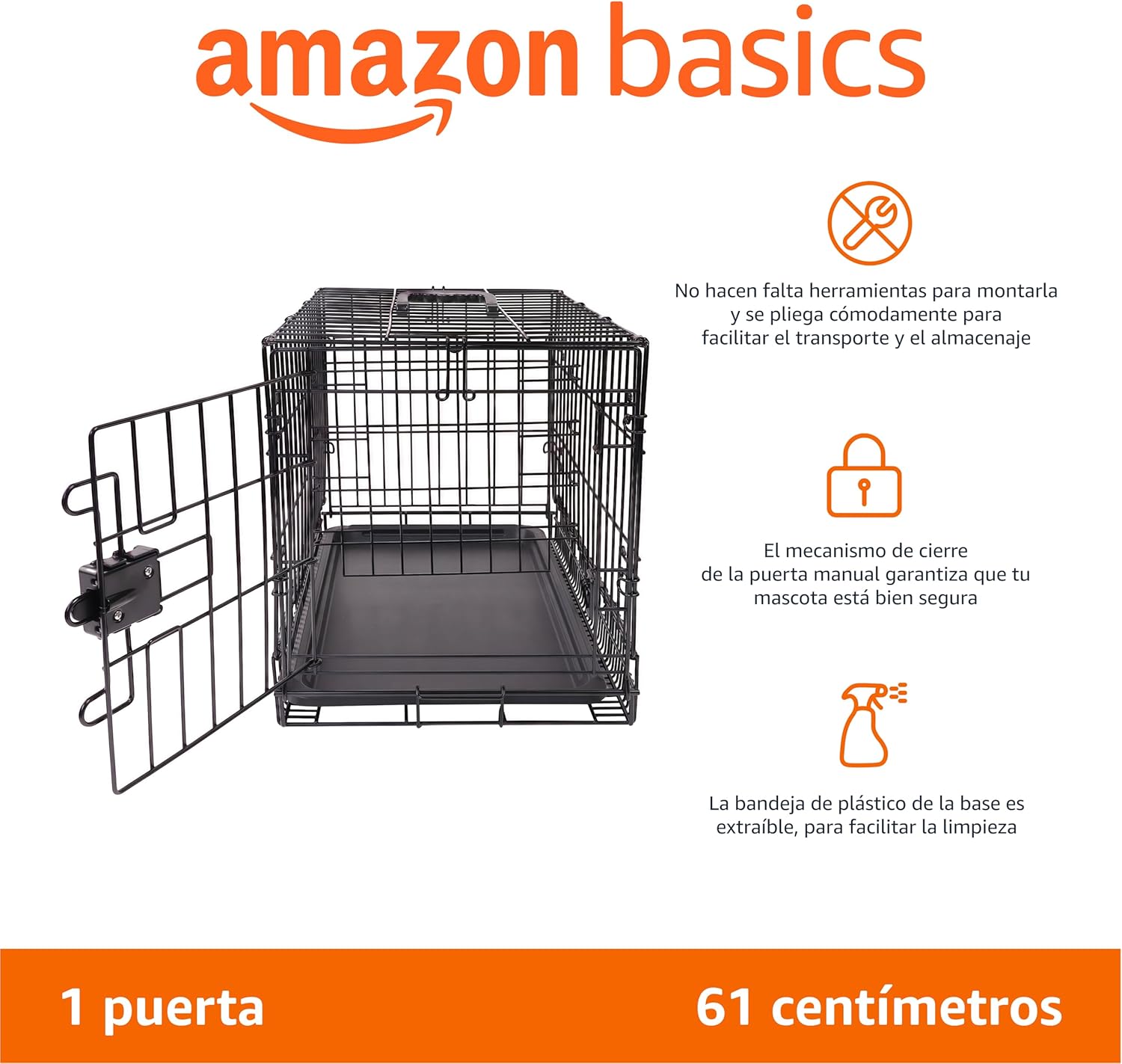 Thumbnail 1 de Amazon Basics Jaula para Perro Plegable 61x46x51 cm