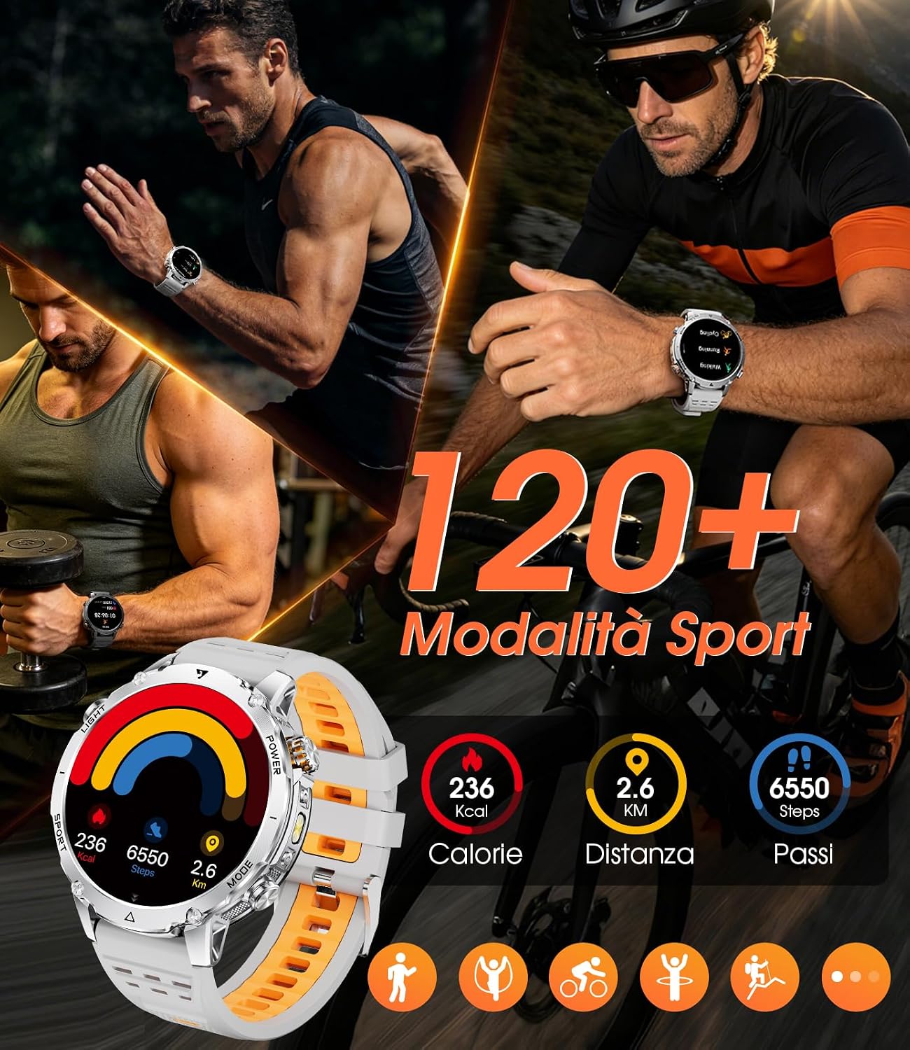 Detalle de SUNKTA Smartwatch Uomo: autonomia, stile e funzionalità al servizio della salute
