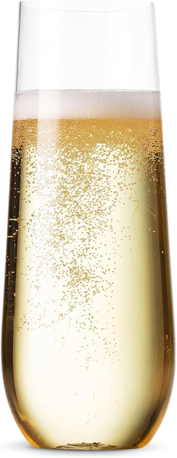 Thumbnail 5 de Munfix 48-Pack Stemless Clear Plastic Champagne Flutes (9 oz) — Disposable, Shatterproof, BPA-Free