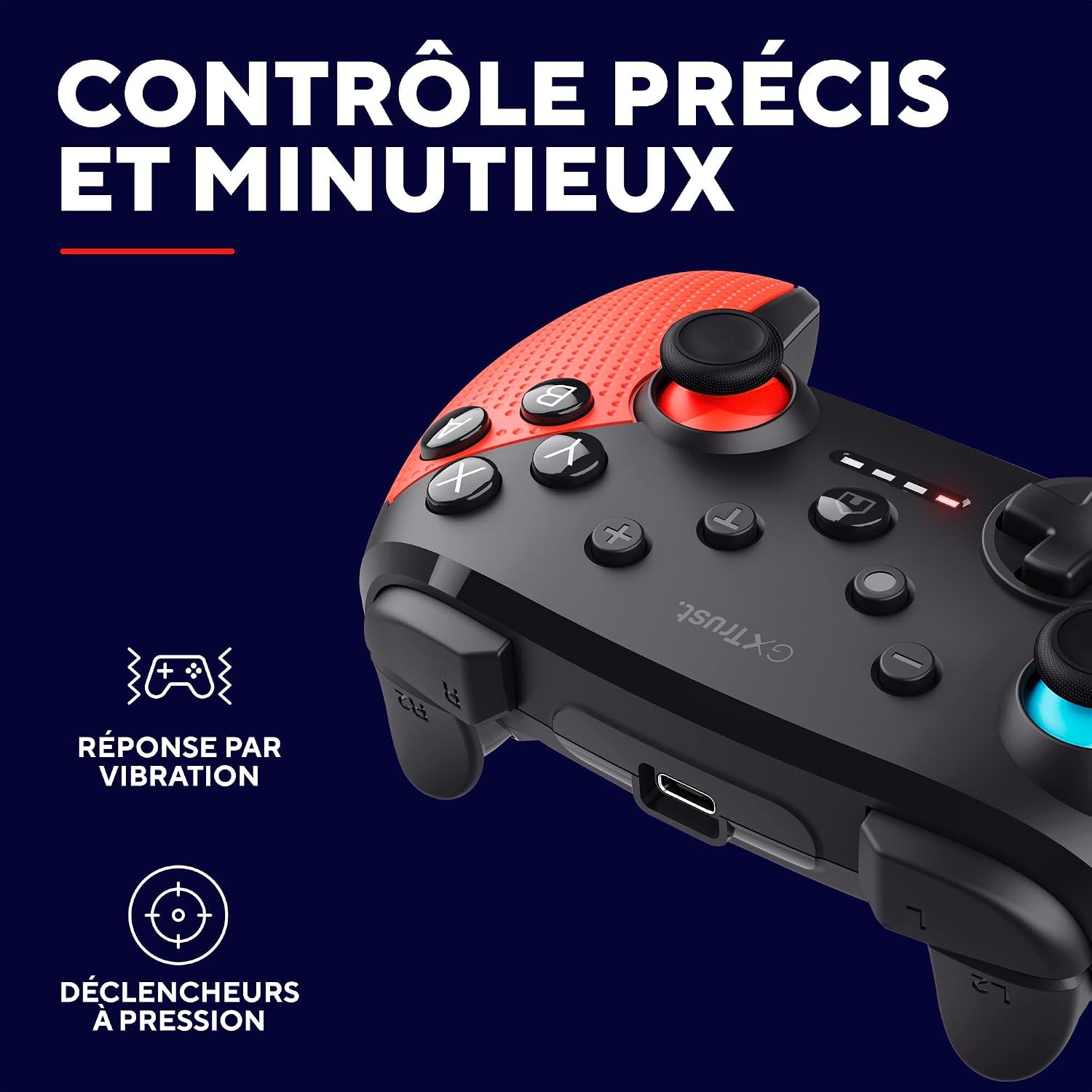 Detalle de GXTrust Muta Manette Switch Sans Fil avec Bluetooth, Bleu/Rouge