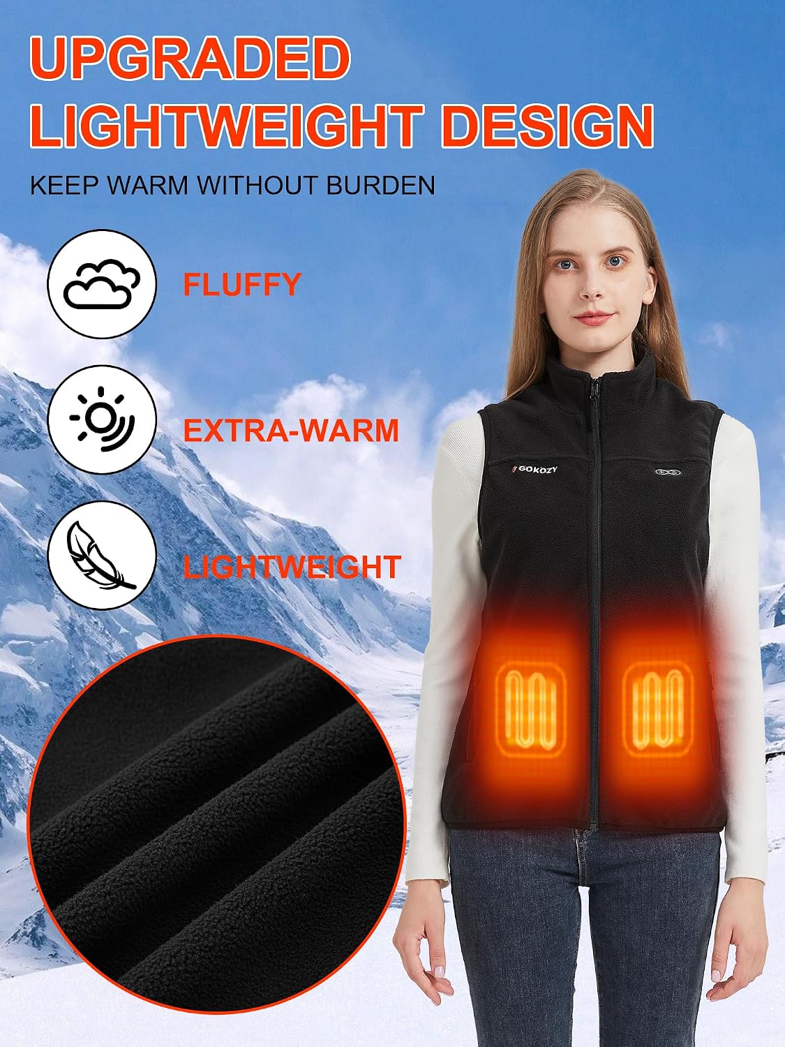 Thumbnail 2 de Gokozy Heated Vest for Women, Sherpa Fleece with Included Battery Pack
