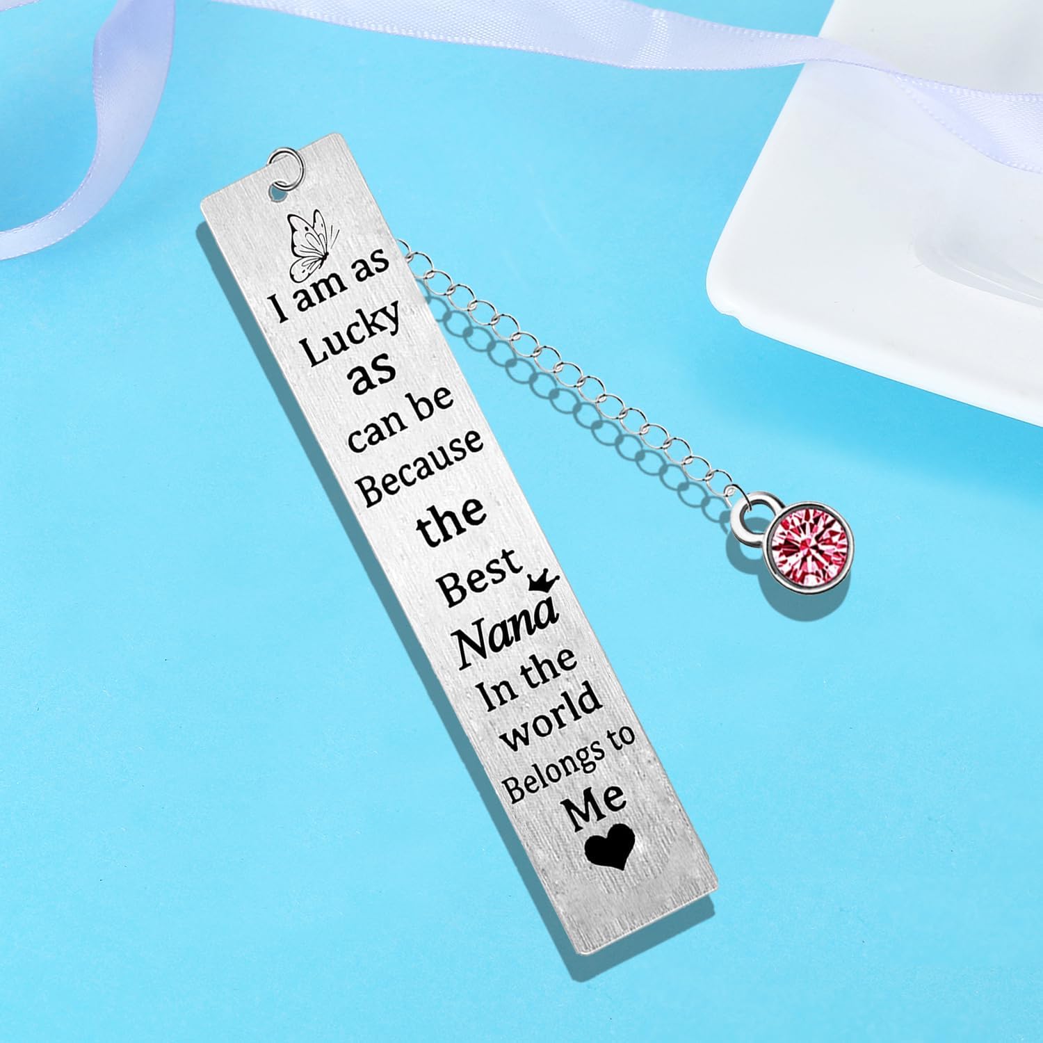 Detalle 1 de Nana Bookmark – Engraved Stainless Steel Gift from Granddaughter/Grandson
